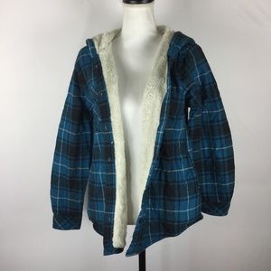 Boston Traders M Blue Plaid Fleece Lined Jacket.O